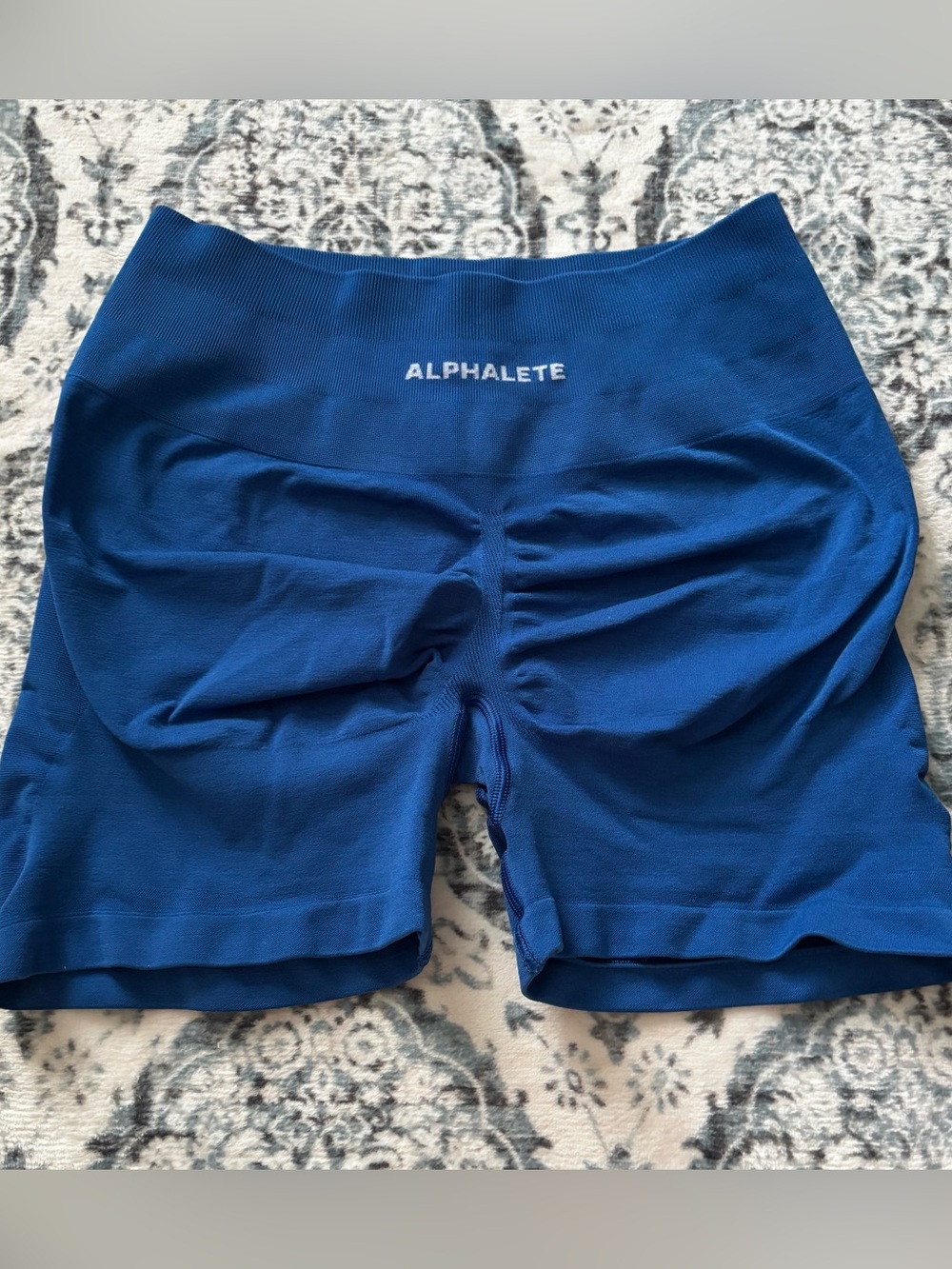 Alphalete mid rise pump shorts - palace blue - size large